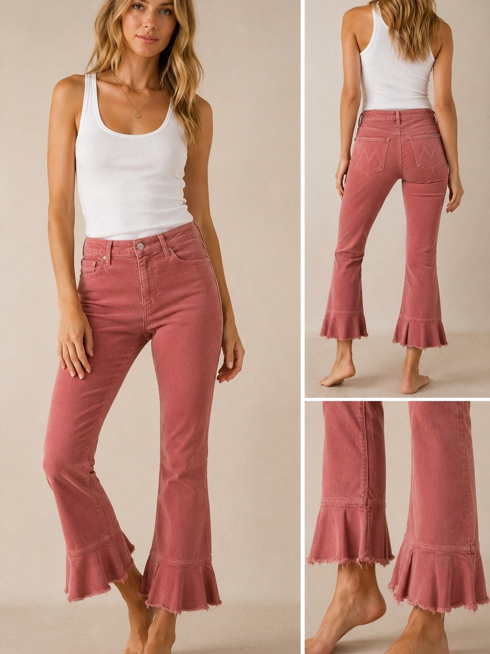 MOTHER The Cha Cha Chew Hopscotch Corduroy Crop Flare Jeans